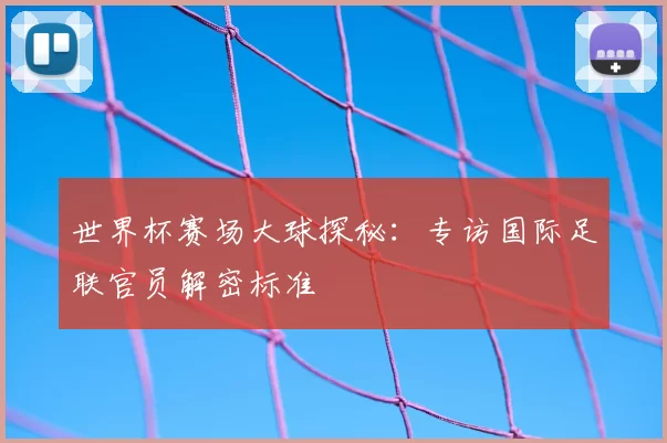 世界杯赛场大球探秘:专访国际足联官员解密标准